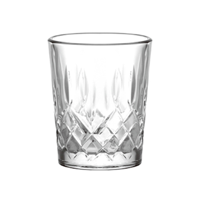 Embossed diamond pattern glass cup