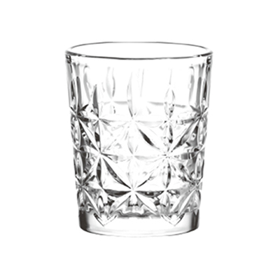 Pinwheel cut whiskey glass