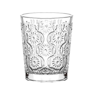 Floral embossed glass tumbler
