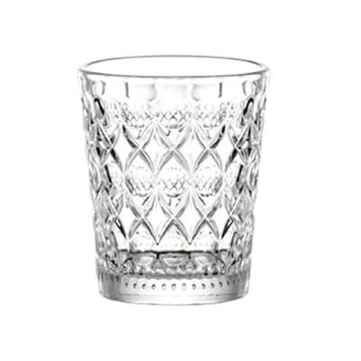 Embossed diamond pattern drinking glass