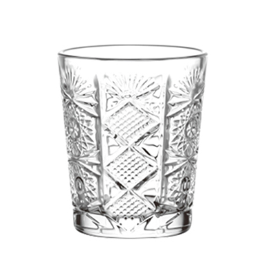 Embossed starburst diamond glass cup