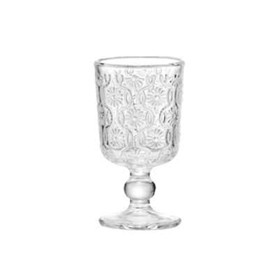 Floral Embossed Stemmed Glass