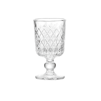 Diamond & Sunburst Cut Glass Goblet