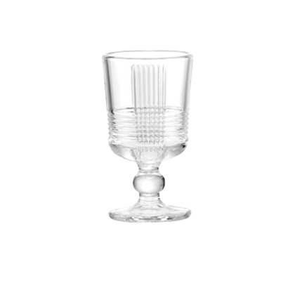 Vertical Ribbed & Grid Pattern Stemmed Glass