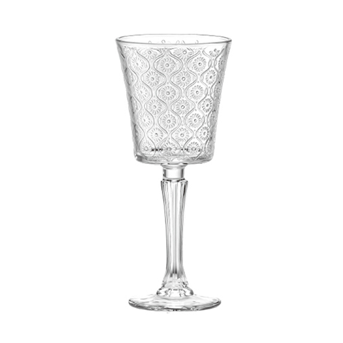 Vintage Sunflower Embossed Wine Glass