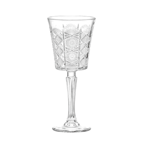 Vintage Sunburst & Diamond Cut Wine Glass