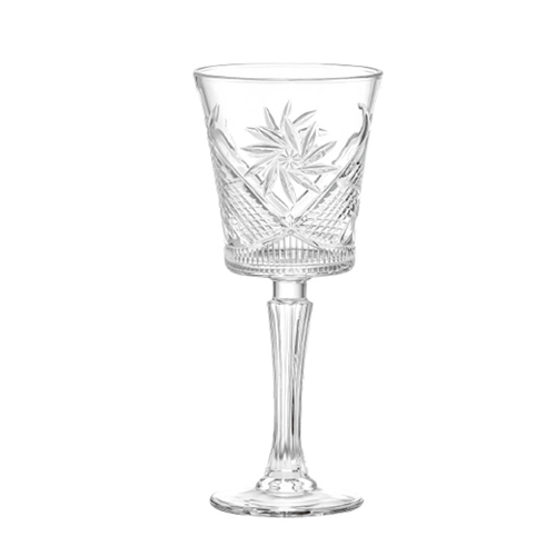 Vintage Palm Leaf & Diamond Cut Wine Glass