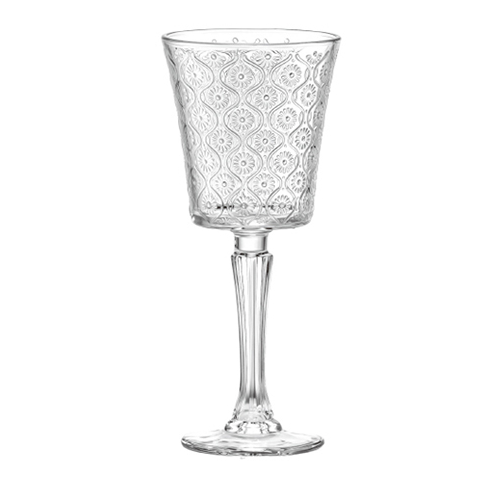 Vintage Sunflower Embossed Wine Glass