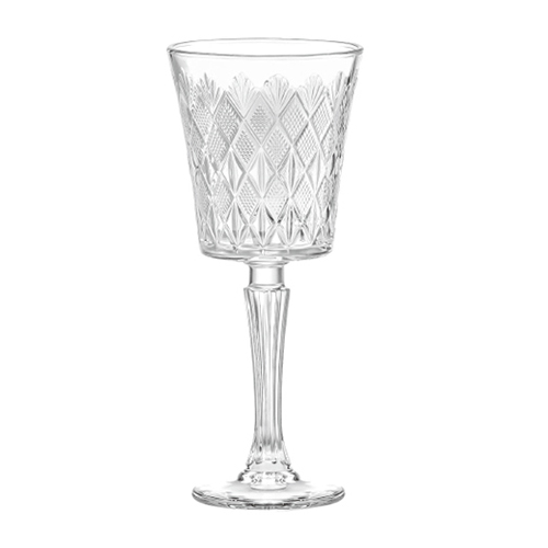 Vintage Diamond & Fan Cut Wine Glass