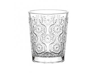 Floral embossed glass tumbler