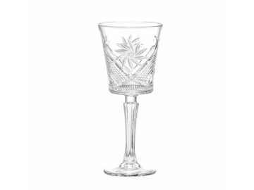 Vintage Palm Leaf & Diamond Cut Wine Glass