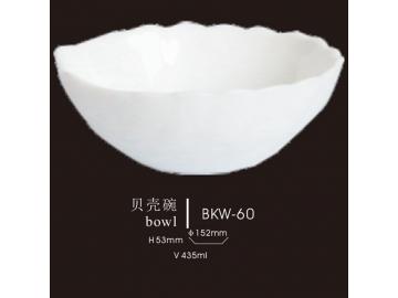 White Jade Glass Seashell Bowl